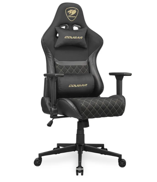Крісло офісне ігрове Cougar Armor One V2 Gold F, чорний з золотим
